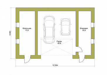 Гараж для машины и квадроцикла / План 1 этажа