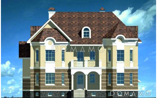 Проект коттеджа с девятью комнатами / Фасад 2