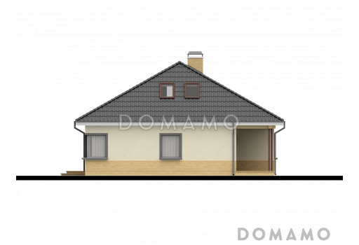 Проект большого одноэтажного мансардного дома из кирпича с тремя спальнями на каждом этаже / Фасад 4