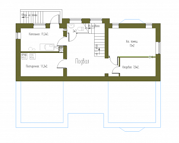 Проект особняка в стиле Тюдор из СИП панелей / План цокольного этажа