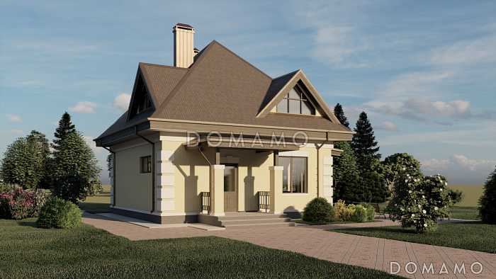 Проект одноэтажного дома с мансардой и ломанной крышей