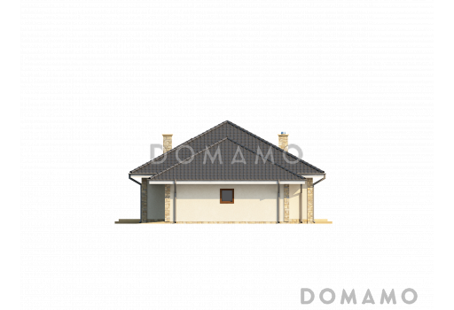 Проект одноэтажного дома из кирпича с тремя спальнями и гаражом на два автомобиля, с возможностью обустройства мансарды / Фасад 1