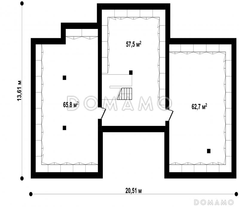 Проект двухэтажного дома с подвалом, гаражом, кладовой в центре кухонной зоны / План цокольного этажа