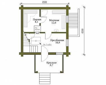 Проект бани с мансардой и подвалом / План 1 этажа