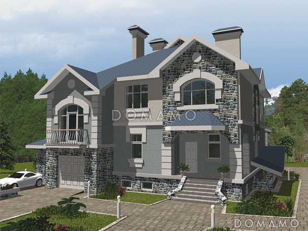 Проект представительного особняка с облицовкой камнем