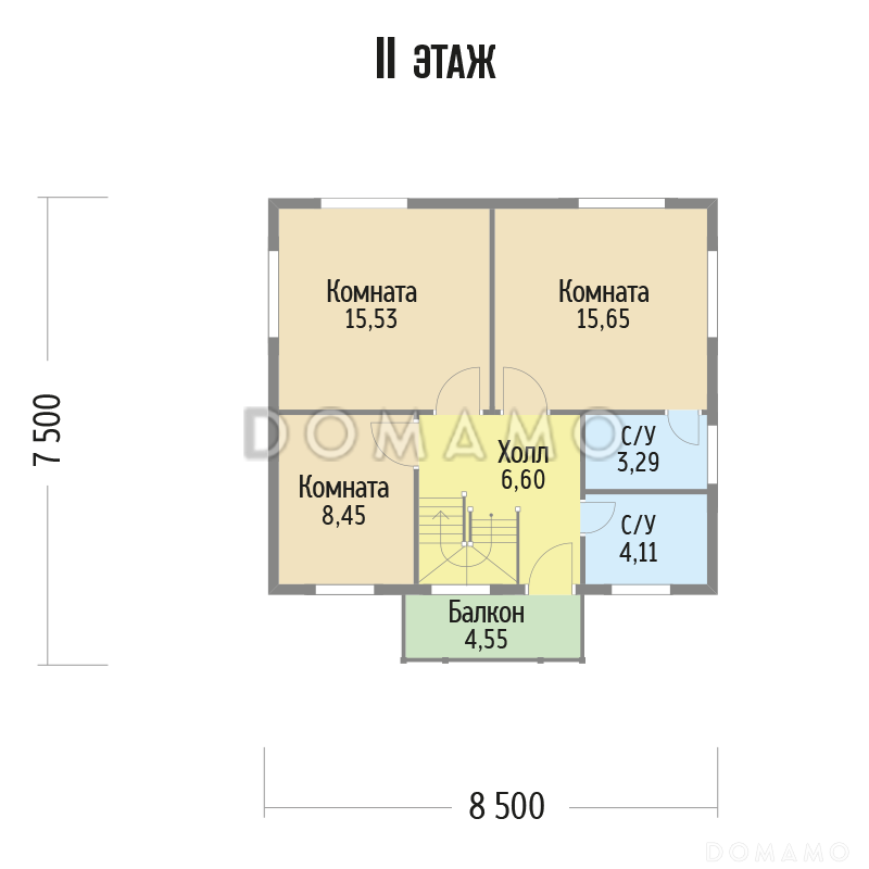 Проект компактного, функционального дома, с деревянной вагонкой / План 2 этажа