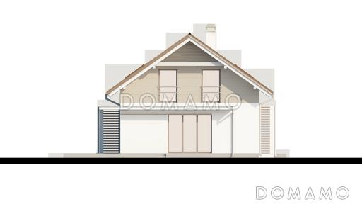 Проект одноэтажного мансардного дома из газобетона с дополнительной спальней и кабинетом на первом этаже / Фасад 3