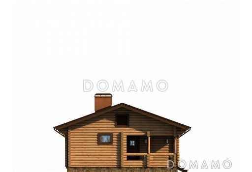 Проект одноэтажного лаконичного дома из оцилиндрованного бревна с просторной гостиной / Фасад 4