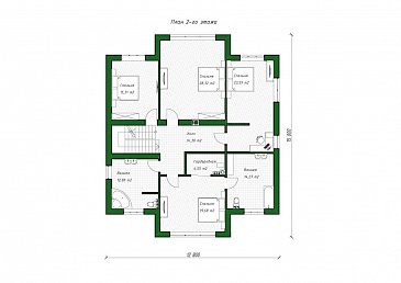 Проект дома с 4 спальнями на мансарде, кабинетом, изолированной кухней и просторной гостиной-столовой / План мансардного этажа