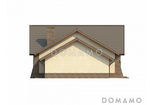 Проект просторного комфортного мансардного дома из кирпича с необычной планировкой и гаражом / Фасад 3