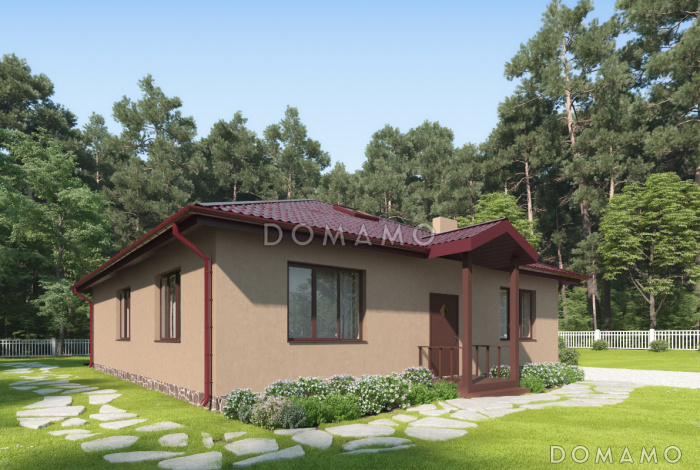 Проект одноэтажного дома с изолированной кухней, кладовой, санузлом с окном