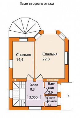 Проект небольшого кирпичного дома / План 2 этажа