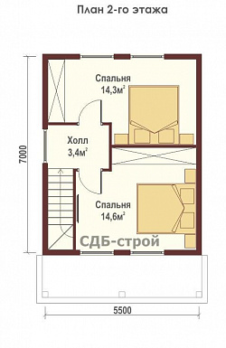 Дом из профилированного бруса ДПБ4 / План мансардного этажа