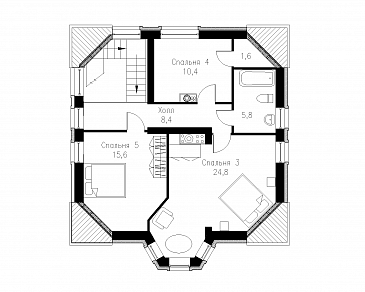Проект коттеджа в готическом стиле / План мансардного этажа