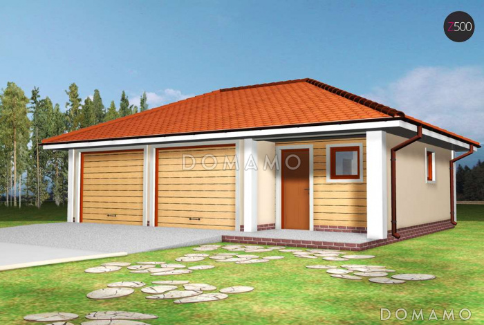 Проект гаража из газобетона для двух авто с техническим помещением