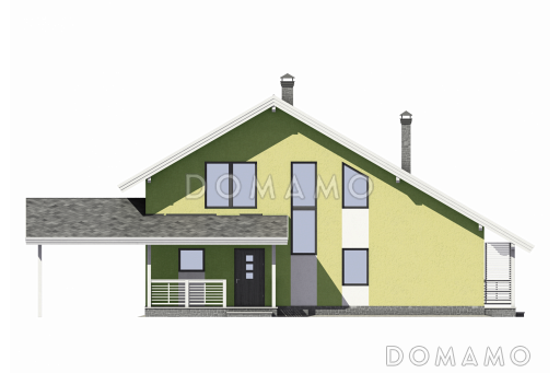 Проект современного энергоэффективного дома из газобетона / Входной фасад