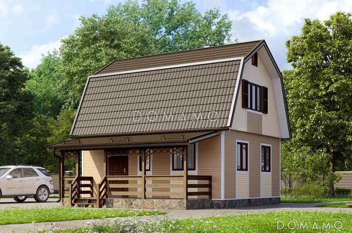 Проект каркасного дома с двухцветной отделкой фасада