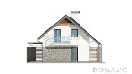 Проект одноэтажного мансардного дома из газобетона с отдельными входами для двух семей / Фасад 4