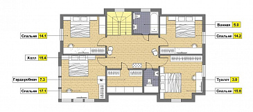 Проект каркасного дома с местом для трех авто / План мансардного этажа
