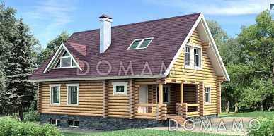 Проект дома из бревна с цокольным этажом