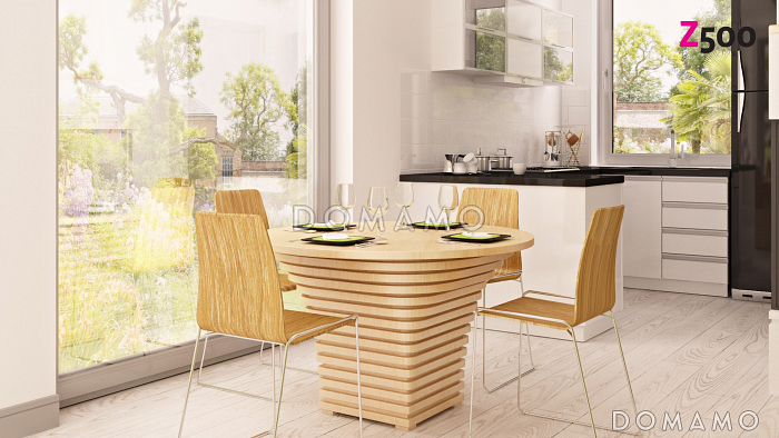 Проект одноэтажного мансардного дома из газобетона с балконом и навесом для автомобиля