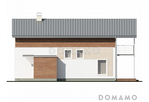 Проект компактного двухэтажного дома из кирпича для строительства на очень узком участке / Фасад 4