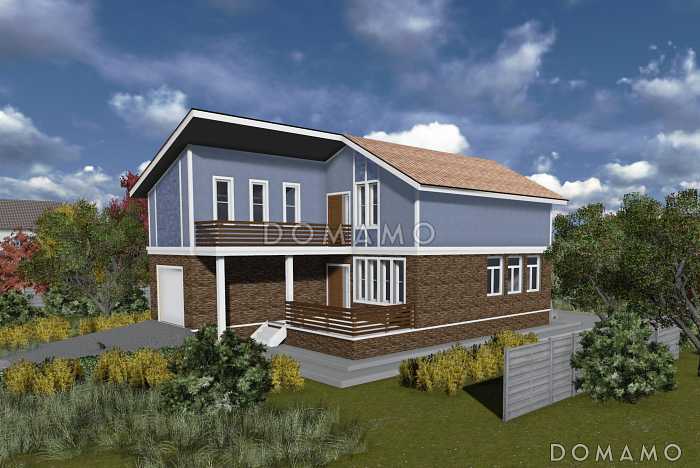 Проект двухэтажного коттеджа с гаражом