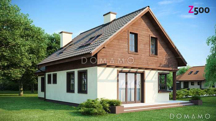 Проект одноэтажного мансардного дома из кирпича с гаражом и тремя спальнями