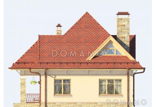 Проект дома с тремя спальными комнатами на мансардном этаже / Фасад 2