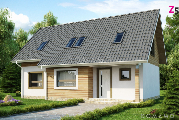 Проект традиционного мансардного дома из газобетона с дополнительной спальней на первом этаже