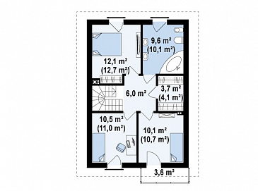 Проект одноэтажного мансардного дома из кирпича с кабинетом и с высокой аттиковой стеной / План мансардного этажа