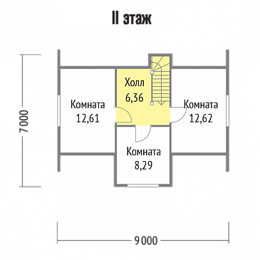Проект каркасного дома 7х9 / План мансардного этажа