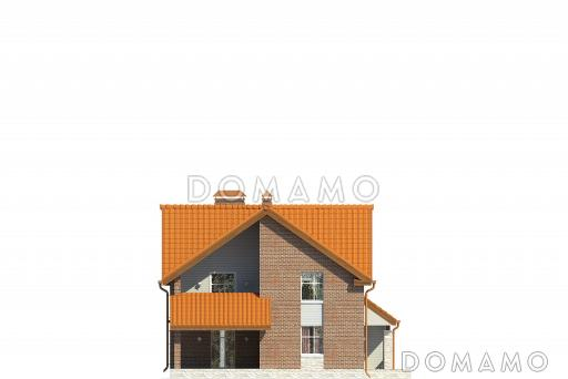 Проект дома с террасой, изолированной кухней, вторым светом / Фасад 4