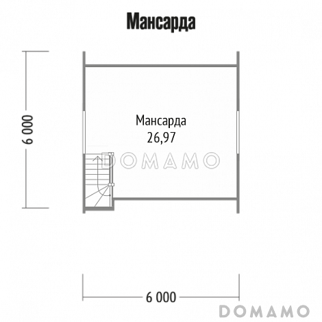 Проект небольшого дома из клееного бруса с мансардной кровлей / План мансардного этажа