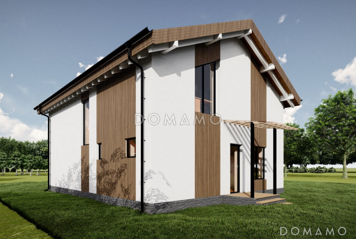 Проект современного дома с 3 спальнями и вторым светом в гостиной