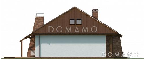 Проект одноэтажного мансардного дома из кирпича с кабинетом, тремя спальнями и гаражом / Фасад 4