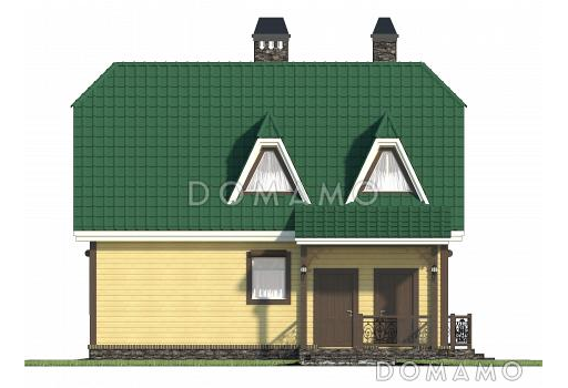 Проект небольшого дома с террасой и балконом / Фасад 1