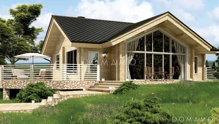 Проект одноэтажного дома с двумя санузлами и компактной сауной