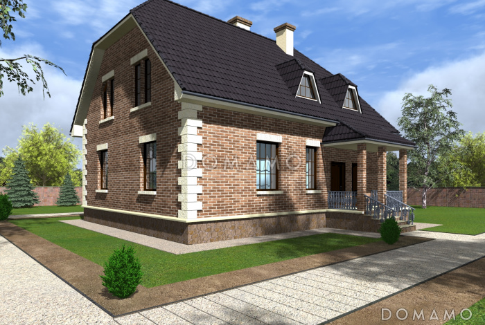 Проект увеличенного коттеджа в европейском стиле.