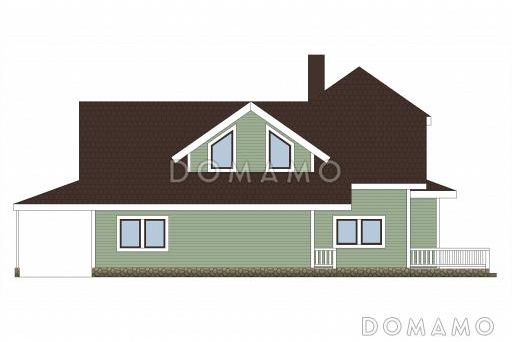 Проект каркасного дома с местом для трех авто / Фасад 3