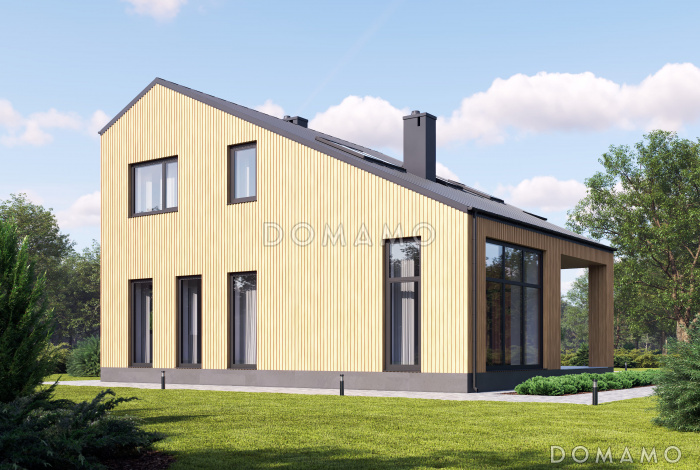 Проект дома с тремя спальнями на мансарде, вторым светом и комнатой на первом этаже