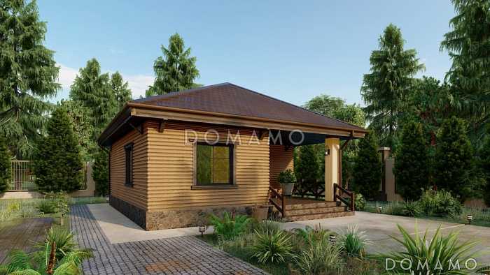 Проект компактной бани из газобетона с комнатой отдыха