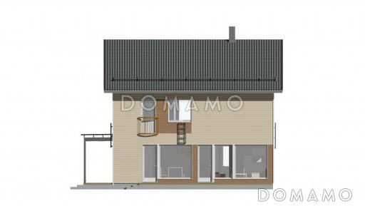 Проект двухэтажного каркасного дома с французским балконам на втором этаже / Фасад 2