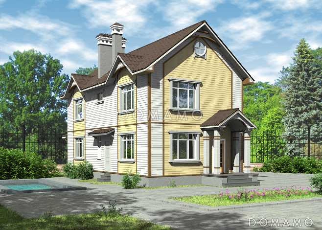 Проект дома из пенобетона для узкого участка