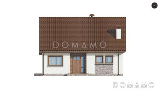 Проект одноэтажного мансардного дома из газобетона с тремя спальнями, кабинетом и эркером в гостиной / Фасад 1