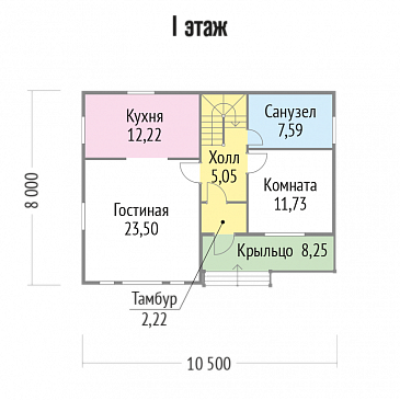 Проект бюджетного каркасного дома / План 1 этажа