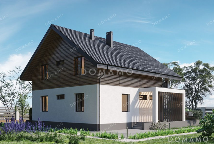 Проект одноэтажного дома с просторной террасой и двумя балконами