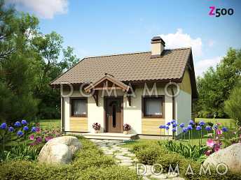 Проект маленького одноэтажного дома из газобетона с просторной крытой террасой