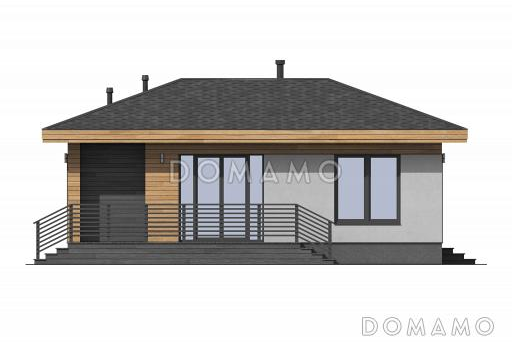 Проект гостевого дома со спальней, террасой и местом для хранения дров / Фасад 3