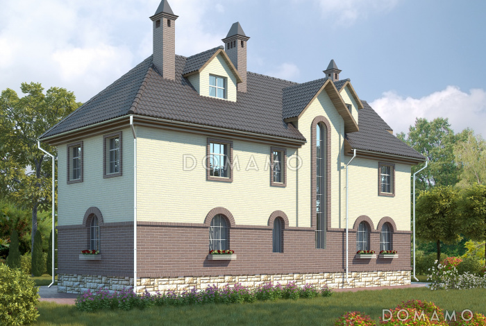 Проект большого коттеджа для узкого участка